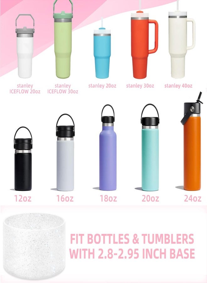 Cussom Shiny Straw Toppers Compatible with Stanley Cup, 7Pcs Glitter Stanley Accessories Including 5pcs Straw Cover Caps and 2pcs Silicone Boots for 30oz and 40oz Tumblers Replacement Straw Covers - Image 4